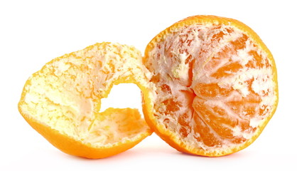 Tangerine with peels isolated on white background