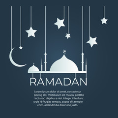 Ramadan Kareem Islamic Greeting Card Vector