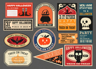 Happy halloween vector Badge retro style collection