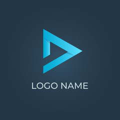 Alphabet D letter design with blue gradient