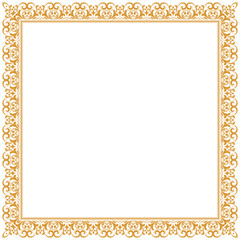 Decorative frame Elegant vector element for design in Eastern style, place for text. Floral golden border. Lace illustration for invitations and greeting cards.
