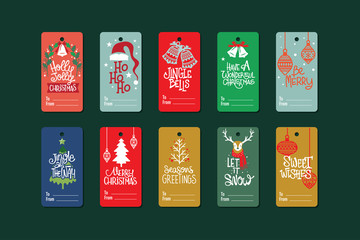 Cute Christmas labels set with Christmas Accessories and ornament