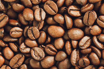 Macro photo of roasted coffee beans background