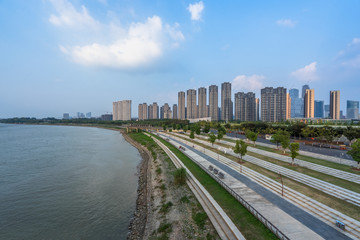 Fototapeta na wymiar High-rise building on the riverside, Nanjing, China.