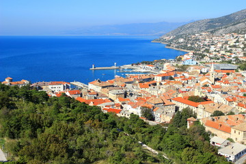 Naklejka na ściany i meble Panorama of Senj town, travel destination in Croatia