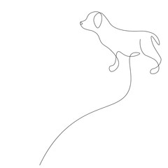 Puppy silhouette one line drawing vector illustration