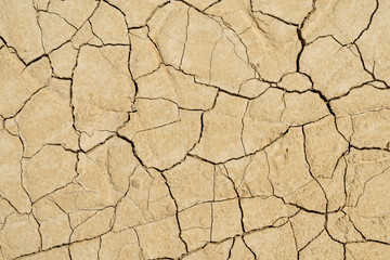 Clay sandy earth parched and cracked