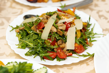 Summer tasty vegetables cheese salad