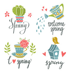 Spring set hand drawn