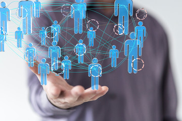 connected symbols for digital, interactive and global communication concept