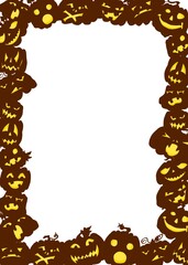 frame with pumpkins. card on a white halloween