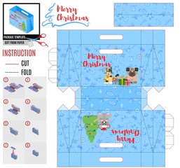 animals celebrate christmas. package template new