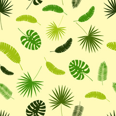 Fototapeta na wymiar Tropical seamless leaves pattern. Vector illustration textile seamless pattern