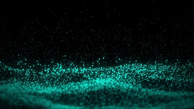Looping digital blue color particles structure wave flow abstract motion background 4K  3840 x 2160 px pixels