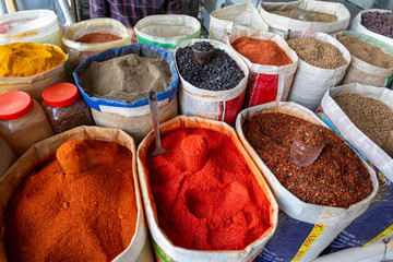 spices in the market bazaar chorsu Tashkent Uzbekistan