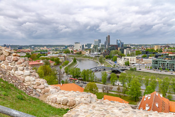 Panorama of Vilnius city from the hill of Gediminas, Lithuania