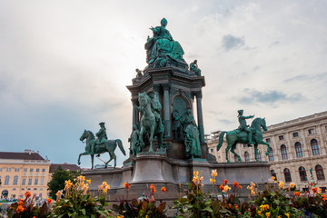The statue of Empress Maria Theresa in Maria Theresa Square in Vienna, Austria
