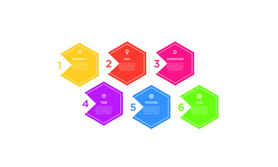 Obraz premium Vector hexagon Infographic stack chart design with icons and 6 options or steps. for business concept. Can be used for presentations banner, workflow layout, process diagram, flow chart