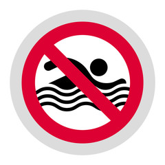 No swimming forbidden sign, modern round sticker