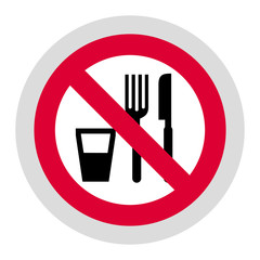 No eat and drink forbidden sign, modern round sticker