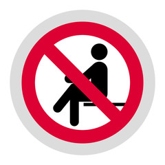 No sitting forbidden sign, modern round sticker