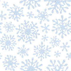 Christmas seamless doodle pattern with snowflakes