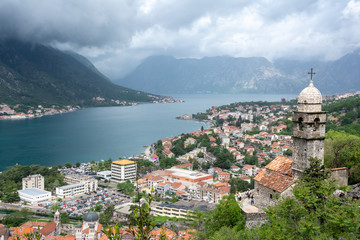 Fototapeta na wymiar View of Kotor and its fjord in Montenegro