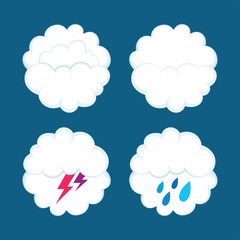 Weather icons. Clouds, lightning and rain drawn vector illustrations set. Part of set.