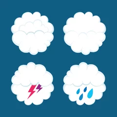 Rolgordijnen Weather icons. Clouds, lightning and rain drawn vector illustrations set. Part of set. © Goga