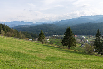 Fototapeta na wymiar Carpathian mountains panoramic view