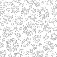 Abstract hand drawn outline seamless pattern with snowflakes