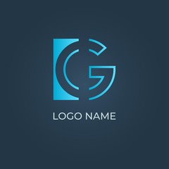 Blue gradient alphabet letter G on isolated dark teal background