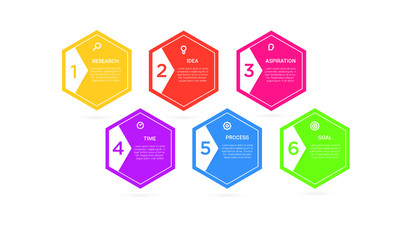 Vector hexagon Infographic stack chart design with icons and 6 options or steps. for business concept. Can be used for presentations banner, workflow layout, process diagram, flow chart