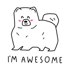 Cute hand drawn dog. Vector illustration for greeting card, t shirt, sticker, poster design on white background.