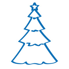 Handgezeichneter Weihnachtsbaum in dunkelblau