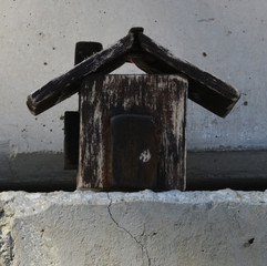 handmade old wooden toy house