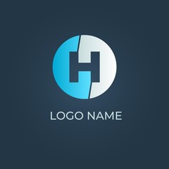 Alphabet letter H in circle logo isolated on dark background