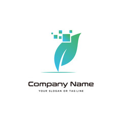 Fototapeta premium leaves modern logo design technology vector template
