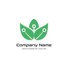 leaves modern logo design technology vector template