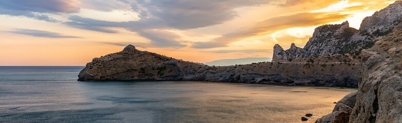 Fototapeta na wymiar Landscapes of Crimea, sunrises and sunsets, mountains, sea, landscape of clouds and mountain landscapes