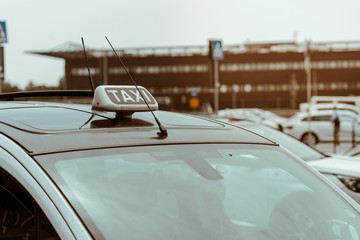 Vacant taxi detail in the airoport, Milan, Italy © kucherav