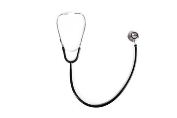 A stethoscope on a white background.
