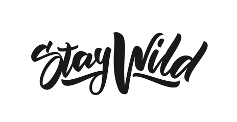 Fototapeta na wymiar Handwritten calligraphic brush lettering of Stay Wild
