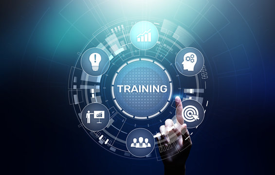 Training Online Education Webinar Personal Development Motivation E-learning Business concept on virtual screen.