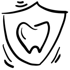 The tooth icon is protected. Guarantee. Hand-drawn