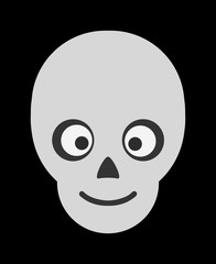 cute smiling skull head. illustration isolated on flat background. halloween party