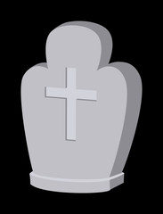 Obraz premium Simple grave tombstone with cross engraved on it. illustration isolated on flat background. halloween party