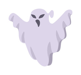 Flying ghost with a spooky face. illustration isolated on flat background. halloween party