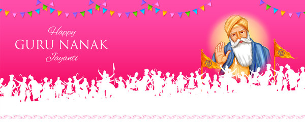 illustration of Happy Gurpurab, Guru Nanak Jayanti festival of Sikh celebration background