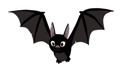 cute flying black bat. illustration isolated on flat background. halloween party